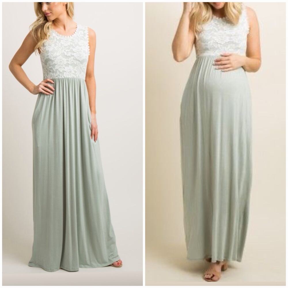 Vanilla Bay Sage Lace Maxi Dress M Boho Sleeveless Empire Waist Cottagecore NWT - Picture 3 of 9